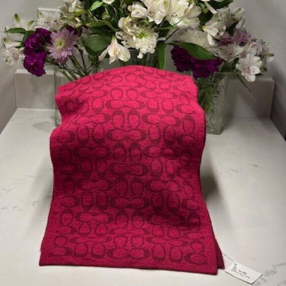 Coach Accessories - NWT Coach Wool Signature C Scarf Red